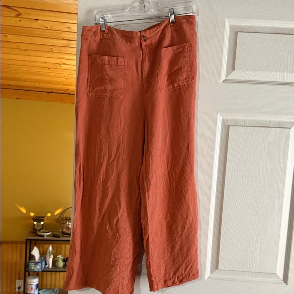 C&C California Rust Cropped Wide-Leg Pants